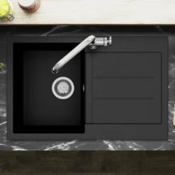 Clearwater Vesta 1 Bowl Granite Composite Kitchen Sink with Reversible Drainer - 780 x 500mm