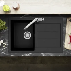 Clearwater Vesta 1 Bowl Granite Composite Kitchen Sink with Reversible Drainer - 780 x 500mm