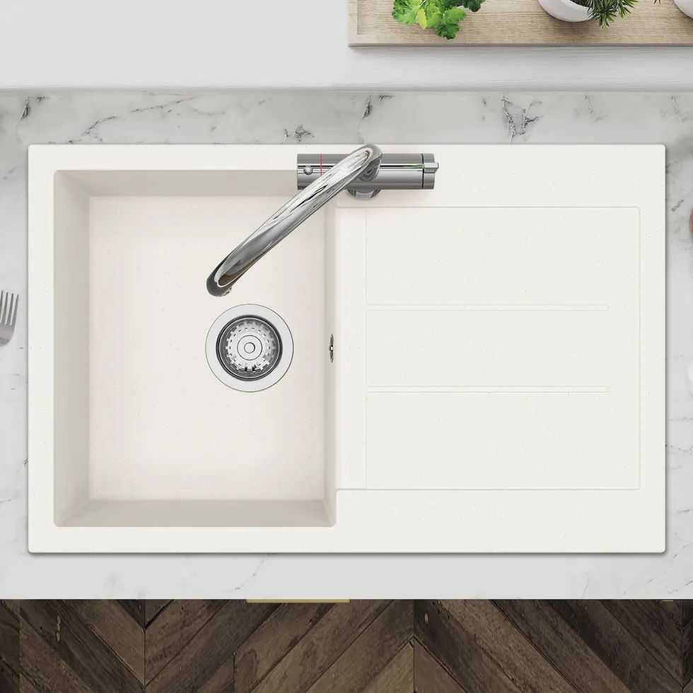 Clearwater Vesta 1 Bowl Granite Composite Kitchen Sink with Reversible Drainer - 780 x 500mm