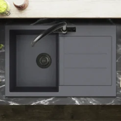 Clearwater Vesta 1 Bowl Granite Composite Kitchen Sink with Reversible Drainer - 780 x 500mm
