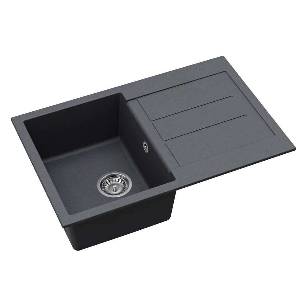 Clearwater Vesta 1 Bowl Granite Composite Kitchen Sink with Reversible Drainer - 780 x 500mm