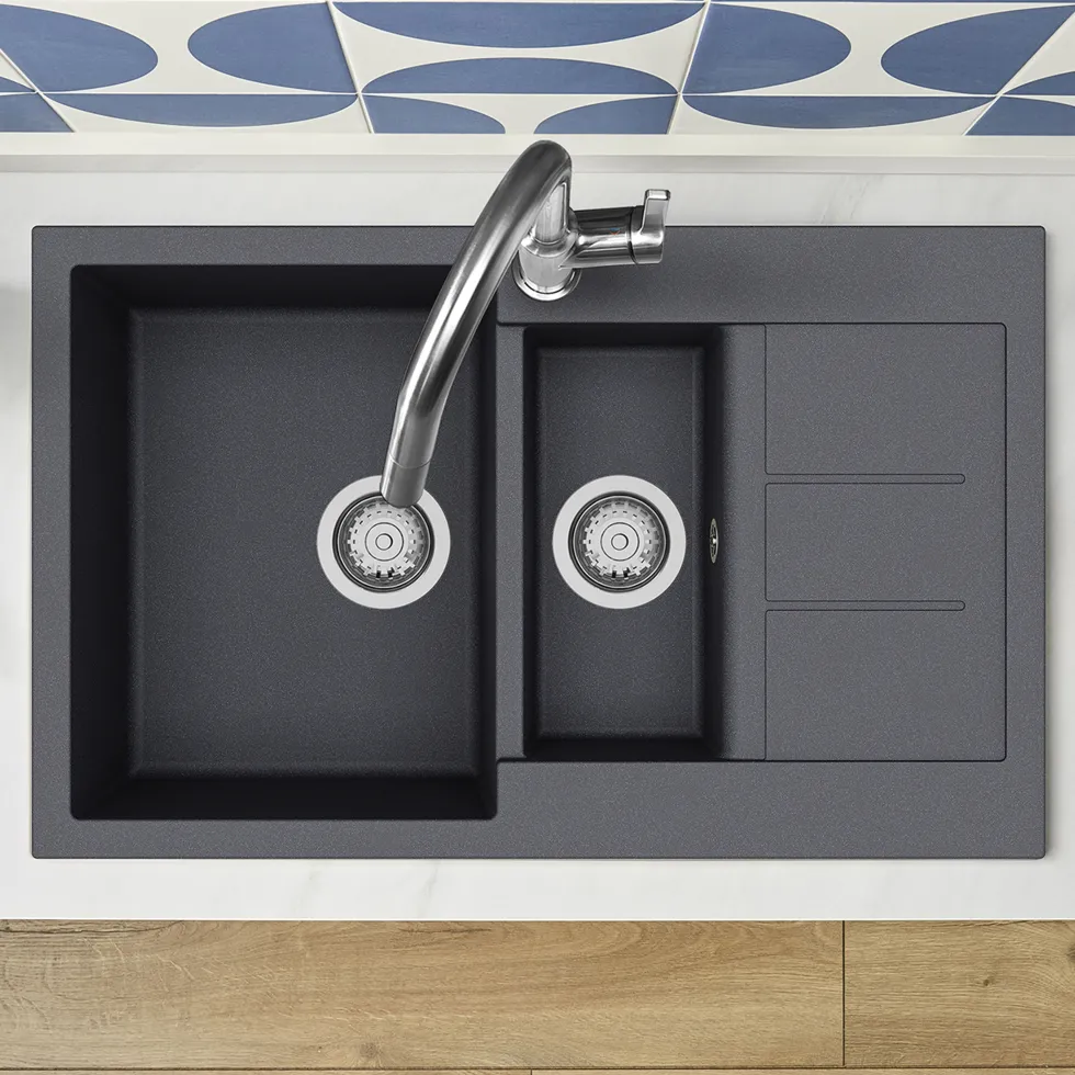 Clearwater Vesta 1.5 Bowl Kitchen Sink with Reversible Drainer - 800 x 500mm