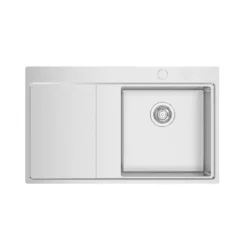 Clearwater Xeron 86 Single Bowl Brushed Stainless Steel Sink & Waste - 860 x 520mm