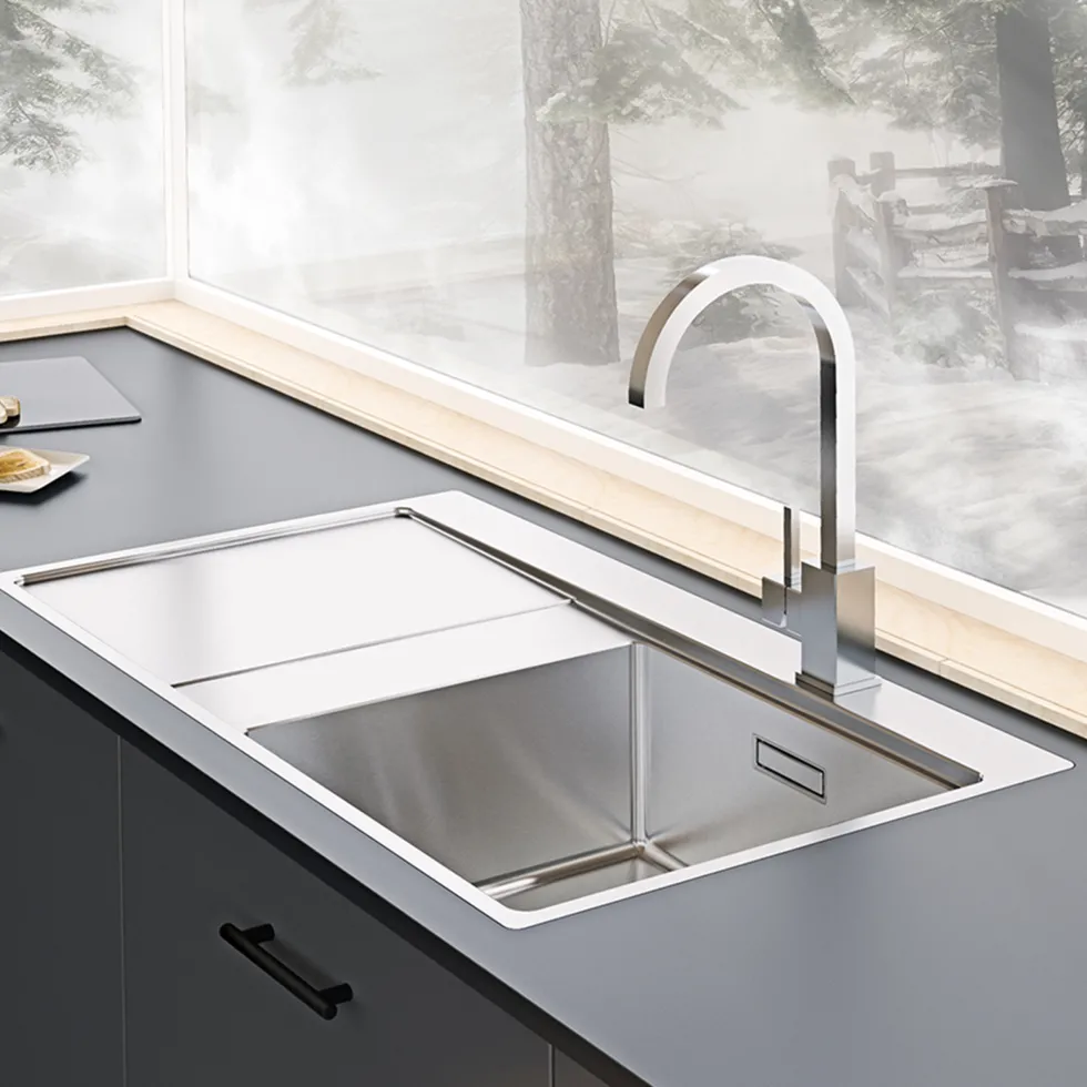 Clearwater Xeron 86 Single Bowl Brushed Stainless Steel Sink & Waste - 860 x 520mm