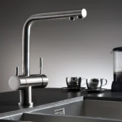 Clearwater Zuben Filtered Mono Kitchen Mixer with Swivel Spout and Ultrapure Cartridge - Stainless Steel