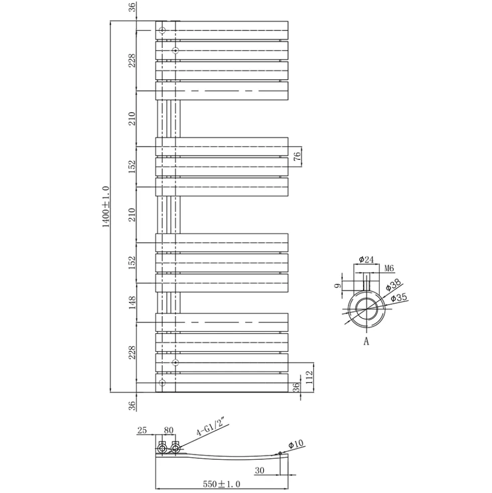 CLEO Open-Side Heated Towel Rail