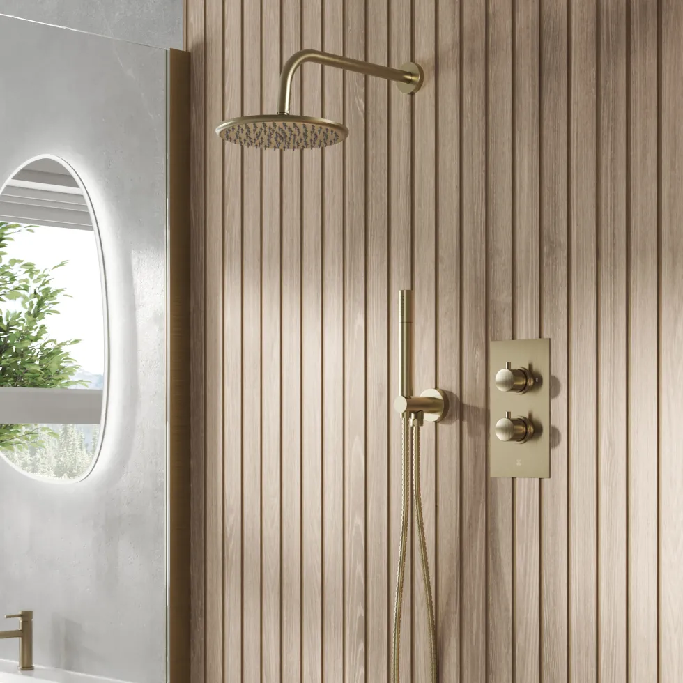 Core Concealed Thermostatic Valve, Fixed Head & Shower Handset Kit