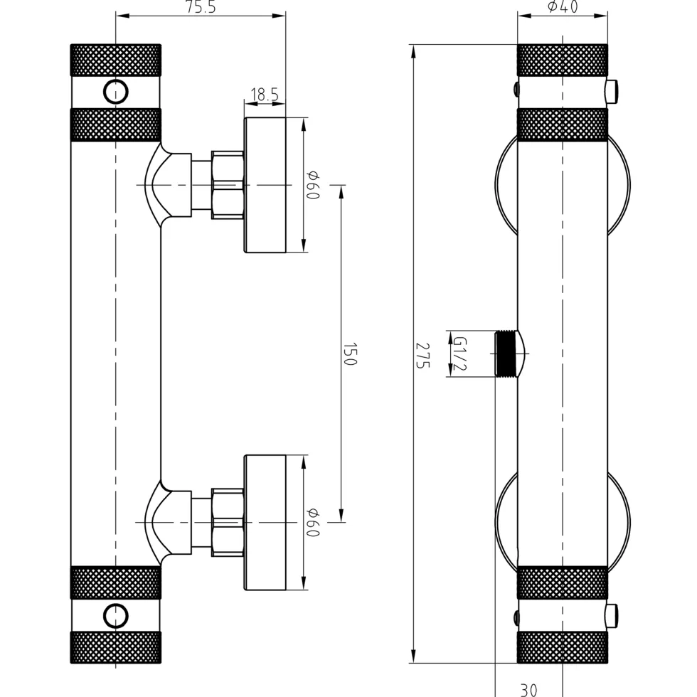 Core Exposed Thermostatic Bar Shower Valve