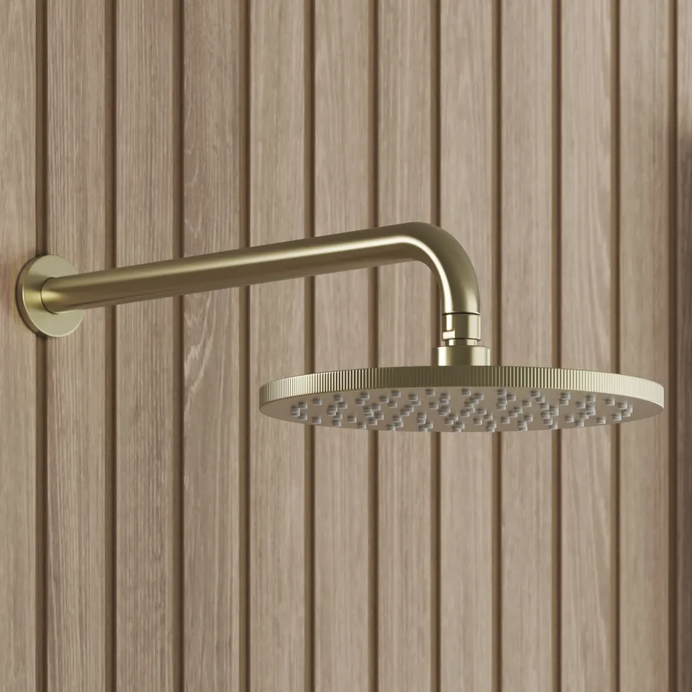 Core Fluted Round Fixed Shower Head with Arm
