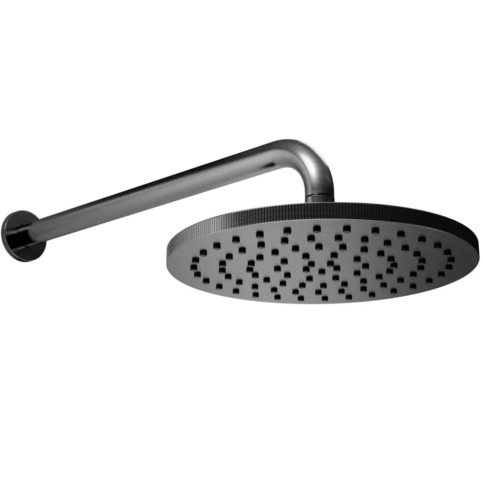 Core Fluted Round Fixed Shower Head with Arm