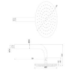 Core Fluted Round Fixed Shower Head with Arm