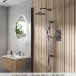 Core Fluted Slide Rail Shower Kit, Shower Handset & Hose with Integrated Elbow