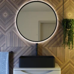 Core LED Illuminated Round Framed Mirror with Demister Pad & Colour Change Lights - 600mm