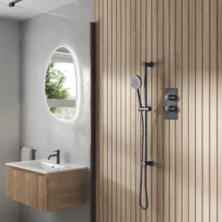 Core 1 Outlet Concealed Shower Valve & Slide Rail Kit with Fluted Handset