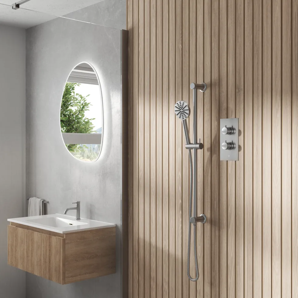 Core 1 Outlet Concealed Shower Valve & Slide Rail Kit with Fluted Handset