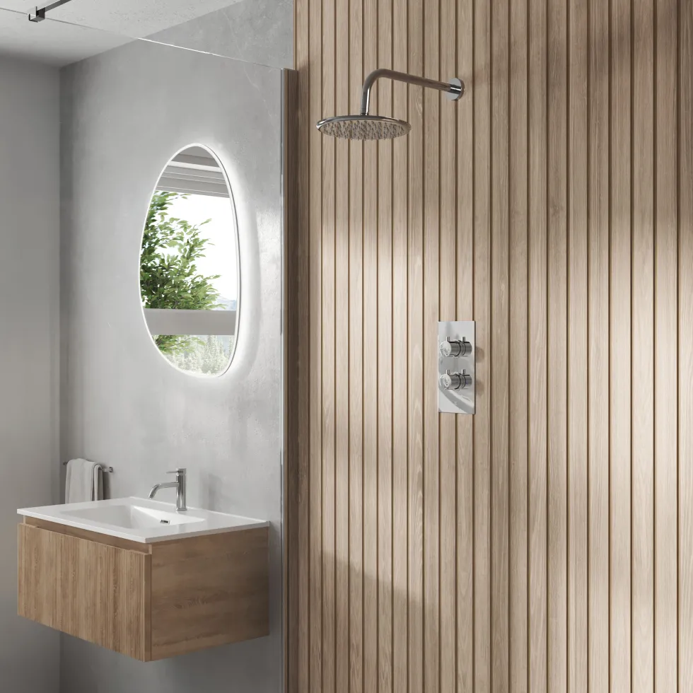 Core 1 Outlet Concealed Shower Valve & Wall Mounted Fixed Shower Head