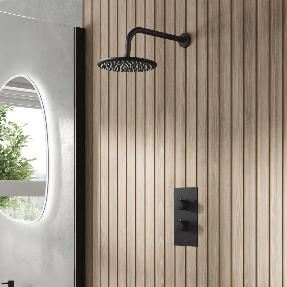 Core 1 Outlet Concealed Shower Valve & Wall Mounted Fixed Shower Head