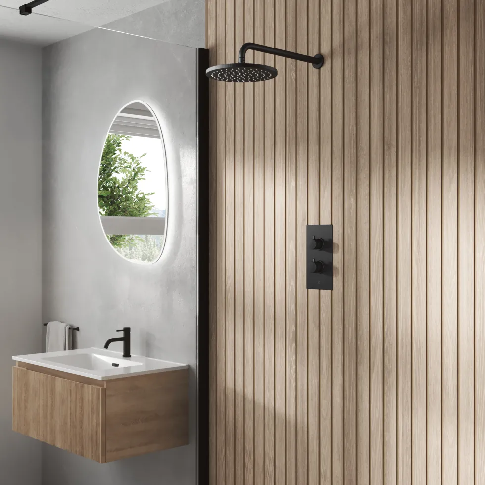 Core 1 Outlet Concealed Shower Valve & Wall Mounted Fixed Shower Head