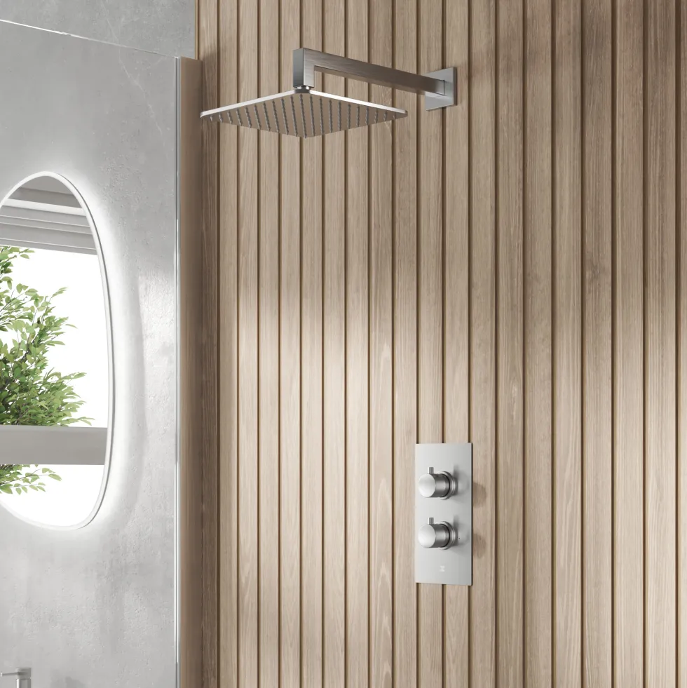 Core 1 Outlet Concealed Valve & Fixed Wall Mounted Square Shower Head