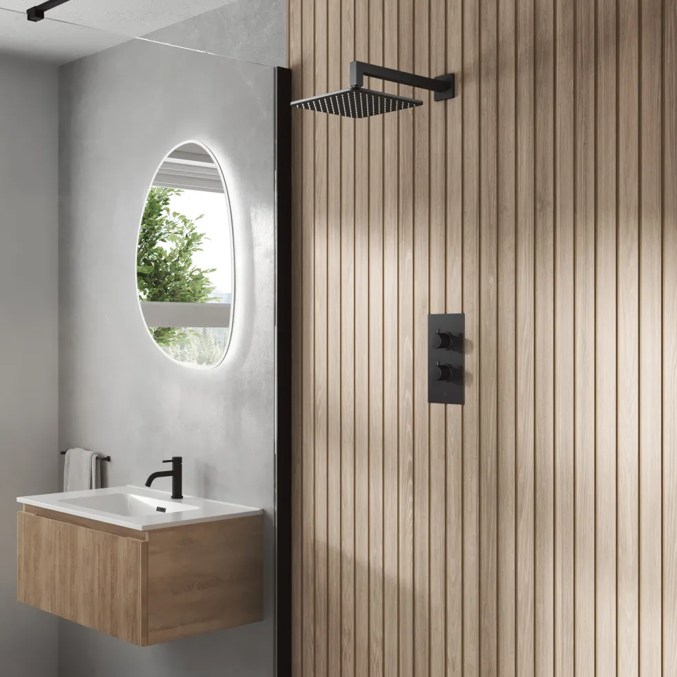 Core 1 Outlet Concealed Valve & Fixed Wall Mounted Square Shower Head
