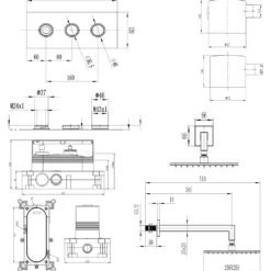 Core 1 Outlet Concealed Valve & Fixed Wall Mounted Square Shower Head