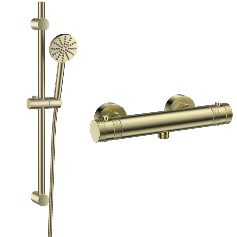 Core 1 Outlet Exposed Thermostatic Bar Valve & Fluted Slide Rail Shower Kit