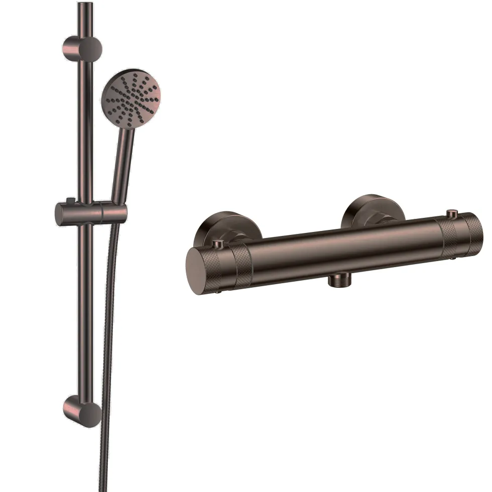 Core 1 Outlet Exposed Thermostatic Bar Valve & Fluted Slide Rail Shower Kit