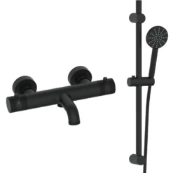 Core 2 Outlet Wall Mounted Bath Shower Mixer with Slide Rail Kit