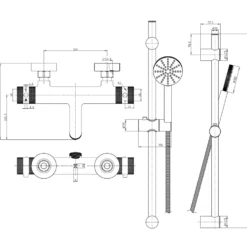Core 2 Outlet Wall Mounted Bath Shower Mixer with Slide Rail Kit