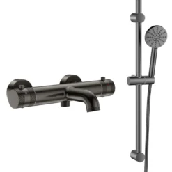 Core 2 Outlet Wall Mounted Bath Shower Mixer with Slide Rail Kit