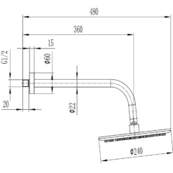 Core Round Fixed Shower Head with Arm