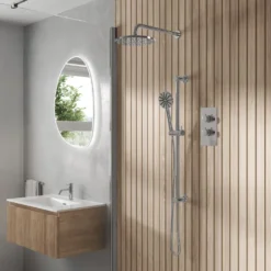 Core Shower Package with 2 Outlet Concealed Valve, Shower Head & Fluted Handset Slide Rail Kit