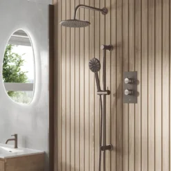 Core Shower Package with 2 Outlet Concealed Valve, Shower Head & Fluted Handset Slide Rail Kit