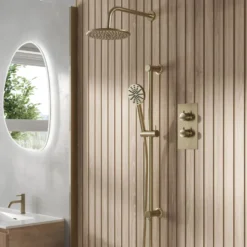 Core Shower Package with 2 Outlet Concealed Valve, Shower Head & Fluted Handset Slide Rail Kit