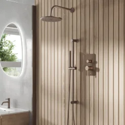 Core Shower Package with 2 Outlet Manual Valve, Fixed Wall Mounted Shower Head & Microphone Handset Slide Rail Kit