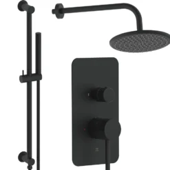 Core Shower Package with 2 Outlet Manual Valve, Fixed Wall Mounted Shower Head & Microphone Handset Slide Rail Kit