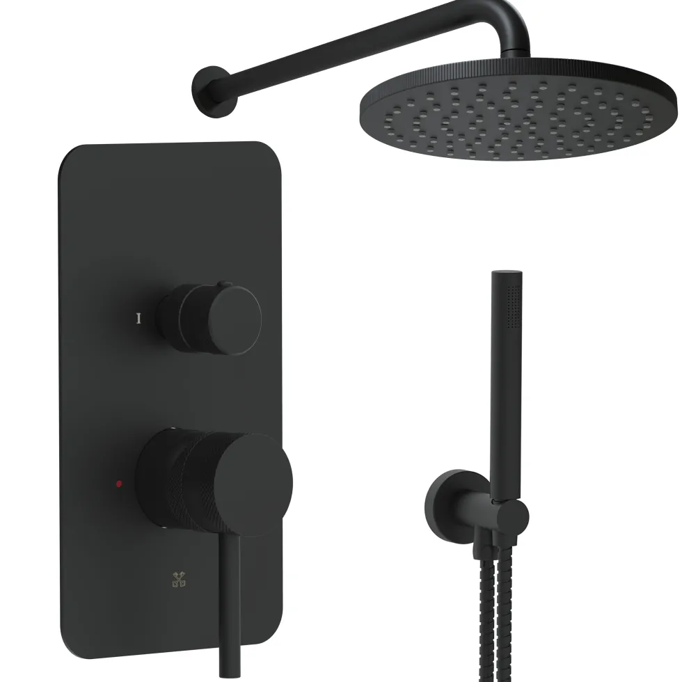 Core Shower Package with 2 Outlet Manual Valve, Fixed Wall Mounted Shower Head & Shower Kit