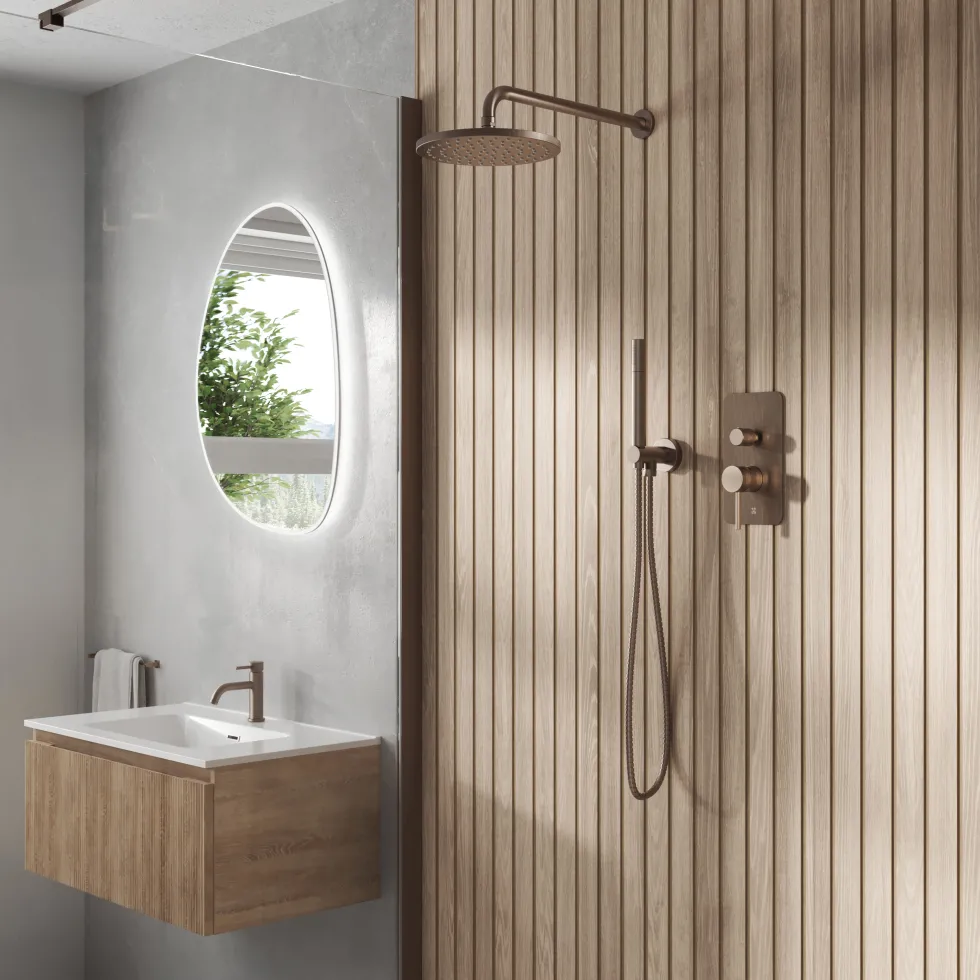 Core Shower Package with 2 Outlet Manual Valve, Fixed Wall Mounted Shower Head & Shower Kit