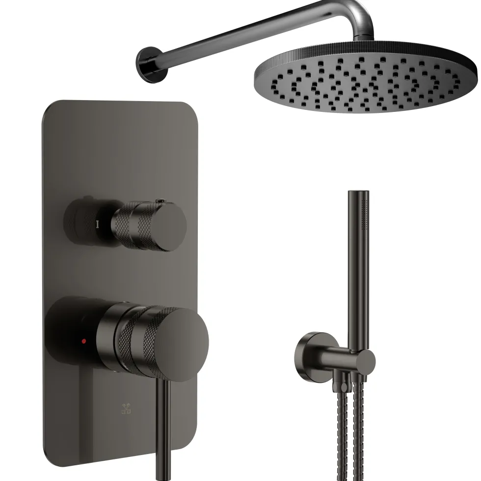 Core Shower Package with 2 Outlet Manual Valve, Fixed Wall Mounted Shower Head & Shower Kit