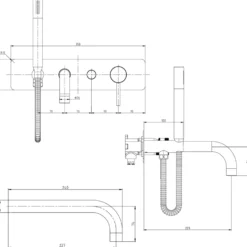 Core Wall Mounted Bath Shower Mixer, Handset & Hose