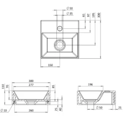 Crosswater Beck 300mm Cloakroom Wall Hung Basin with Waste