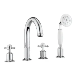Crosswater Belgravia Crosshead Deck Mounted 4 Hole Bath Filler with Shower Kit