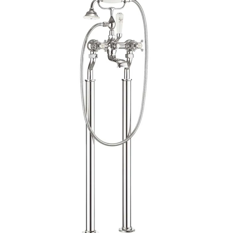 Crosswater Belgravia Crosshead Floor Standing Bath Shower Mixer with Handset Kit - Chrome