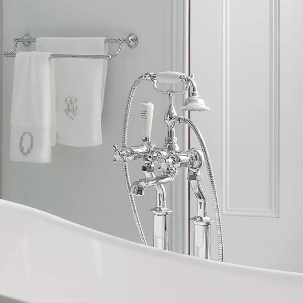 Crosswater Belgravia Crosshead Floor Standing Bath Shower Mixer with Handset Kit - Chrome