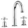 Crosswater Belgravia Crosshead Swan Neck Spout 3 Hole Tall Basin Mixer & Pop-up Waste