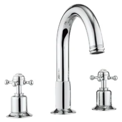 Crosswater Belgravia Crosshead Swan Neck Spout 3 Hole Tall Basin Mixer & Pop-up Waste