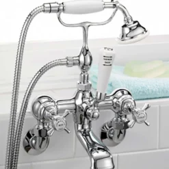 Crosswater Belgravia Crosshead Wall Mounted Bath Shower Mixer with Handset Kit