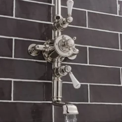 Crosswater Belgravia Exposed Thermostatic Shower Valve with Fixed Shower Head and Bath Spout - 8 Inch Chrome Shower Head