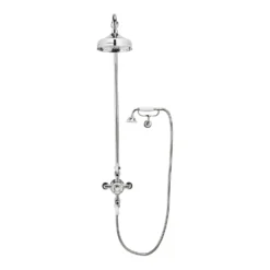 Crosswater Belgravia Multifunction Shower Valve with Cradle Handset Kit & Fixed Shower Head - 200mm Chrome Shower Head