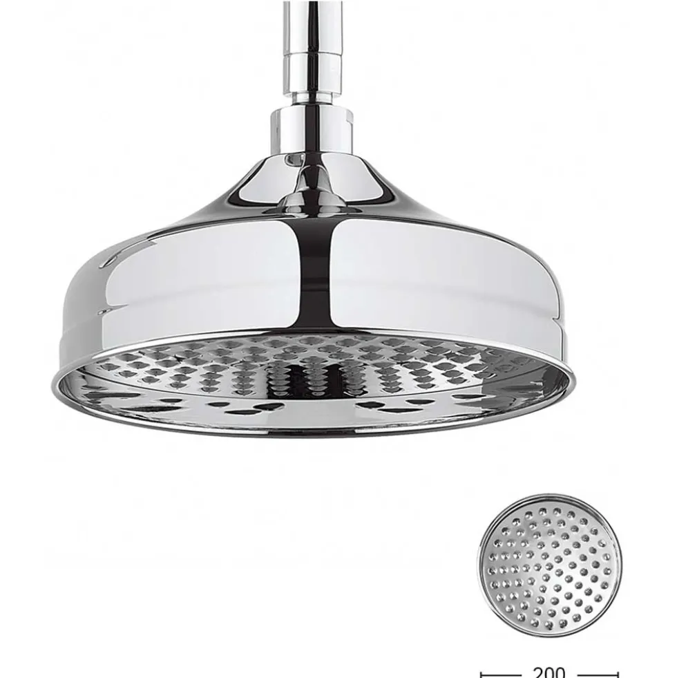 Crosswater Belgravia Multifunction Shower Valve with Cradle Handset Kit & Fixed Shower Head - 200mm Chrome Shower Head